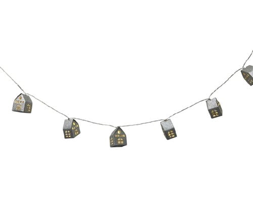 Dameco LED Lichterkette Häuschen 135cm LED ww, inkl. Timer 6/18h, exkl. 2x AA