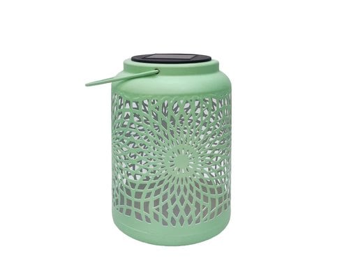 Dameco LED Solar Laterne Muster grün LED ww, L12.5cm x B15cm x H17.5cm