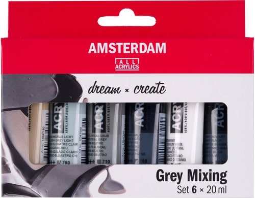 Amsterdam, Acrylfarbe Set Grey Mixing 6 Tub 6 Tuben à 20ml