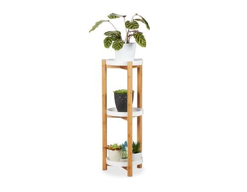 relaxdays Pflanzenständer mit 3 Etagen Bambus, 79 x 30 cm