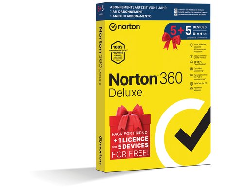 Norton 360 Deluxe Non-subscription Box, Voll, 5+5 PC, 1J, ML PROMO