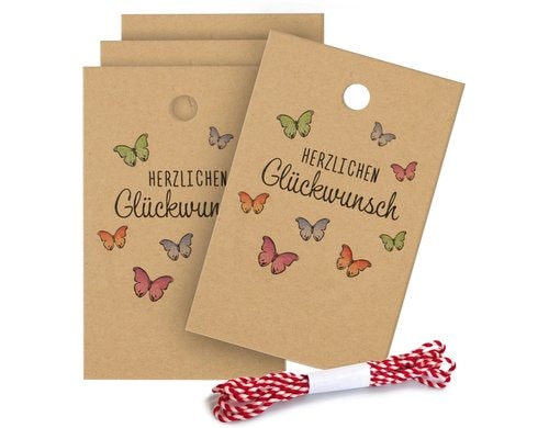 B+C Geschenkanhänger 5-teilig Herzlichen Glückwunsch