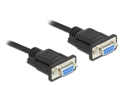 Delock Seriell Kabel,DB9 Buchse-Buchse Nullmodem, Full Handshaking, schwarz, 10m