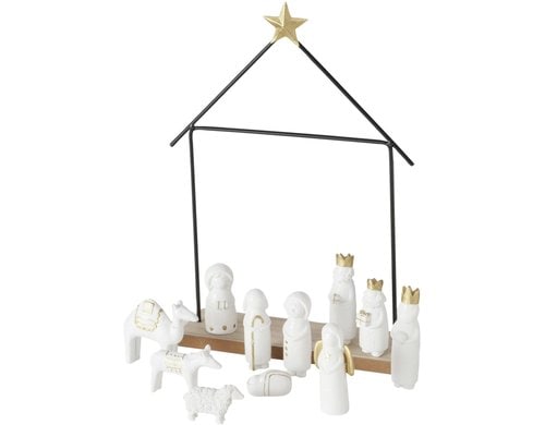 Boltze Krippe Natos 12 tlg. MDF/Eisen, 22x6x32cm (LxBxH)