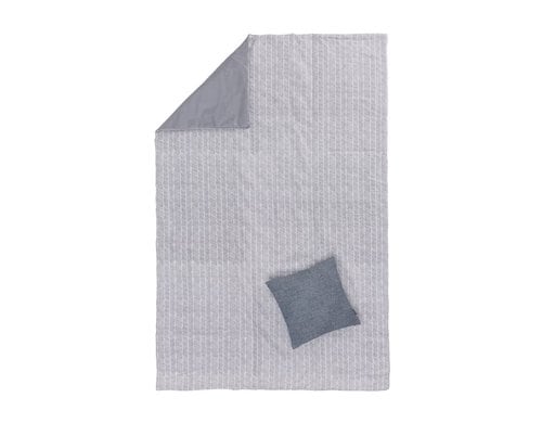 URBANARA Picknickdecke 190x130cm Mallur Taubenblau + Naturweiß