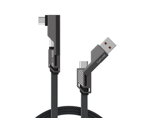 4smarts USB-C Kabel ComboCord Flat 2iin1 240W, 1.5m, graphit