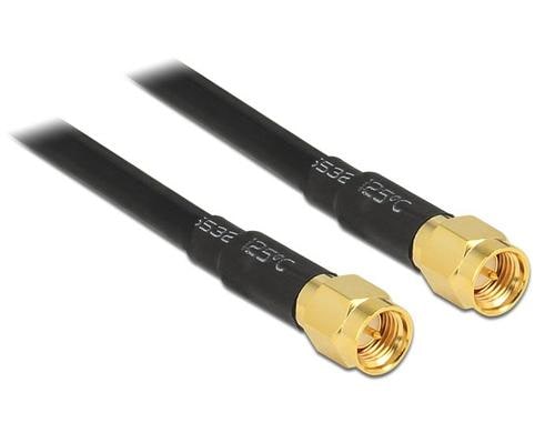 Delock Antennenkabel LMR195 low loss SMA Stecker zu SMA Stecker, schwarz, 5m