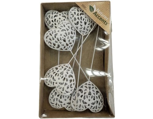 Chalet Eisenherz 5,5 cm auf Stick in Box Weiss (6Stk)