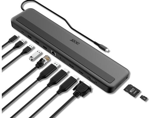 Acer Triple Display Dock Type-C, 13-in-1 HDMI, DP,VGA, 3xUSB-A, RJ45, SD, USB-C 100W