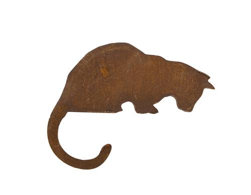 Ambiance Katze nach unten schauend f.Kanten Metall rost, 37 cm