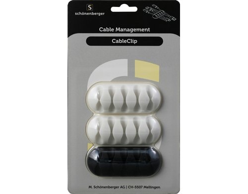 CableClip 3 Stück L=66mm, B=11.5mm, 2x weiss, 1x schwarz
