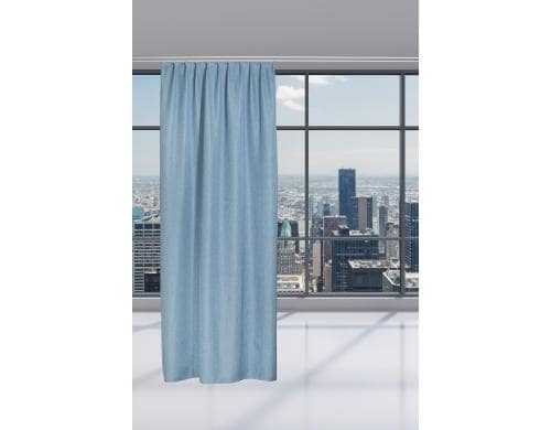 Casa Leon Fertigvorhang Vulcano,Leinenstruk Nacht, hellblau,140x245cm, 1er Faltenband