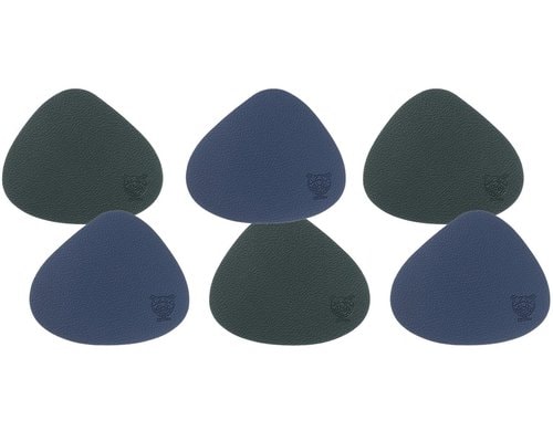 Björn Untersetzer stone, blau/grau 6 Stück, wendbar, recyceltes Leder