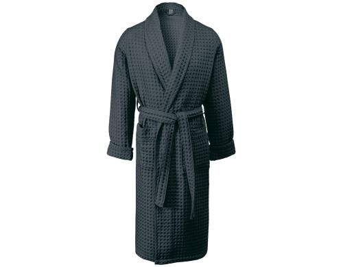 Aquanova Bademantel Viggo Dunkelgrau L 100% Bio-Baumwolle, Large, Waffel-Piqué