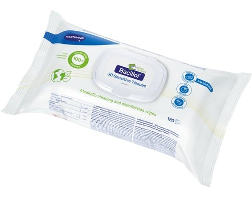 Bacillol 30 Sensitive Green Tissues 120 Stück, Desinfektionstücher Flächen