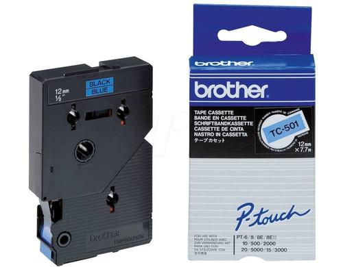 Brother P-Touch Schriftb TC, 12 mm Band blau, Schrift schwarz