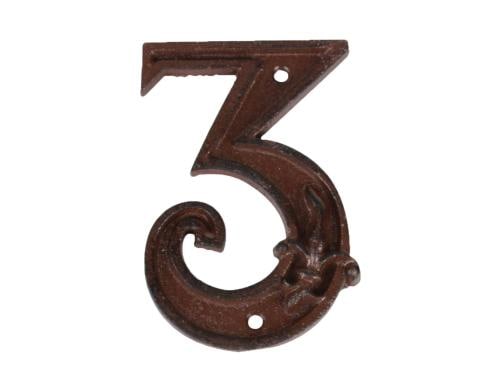 Esschert Design Hausnummer 3 Gusseisen, 8 x 1.2 x 11.6 cm