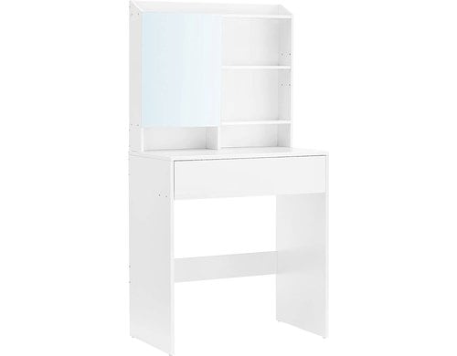 Vasagle Schminktisch Weiss mit Spiegel 70x40x136 cm, Sperrholz, Glas