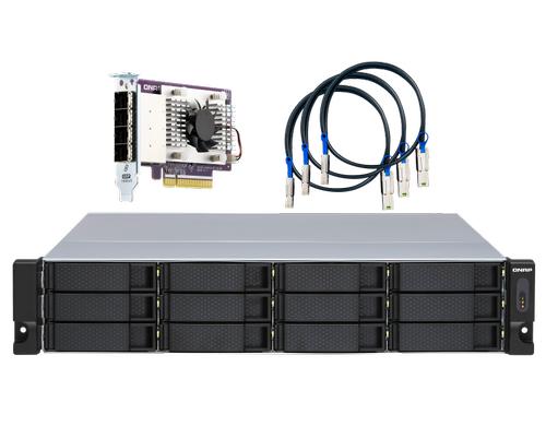 QNAP 12-bay 2U RM Erweiterungseinheit inkl. QXP PCIe-Karte, redundante PSU