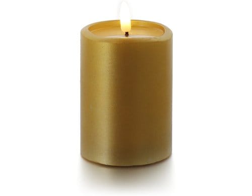 balthasar LED Kerze Novita klein gold LED ww, 100 x 75mm, Timer, exkl. Batterie