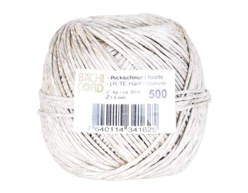 Bächi Cord Packschnur Hanf UR-TE Knäuel 500 50m, Ø 1,6 mm, Tragkraft 24 kg