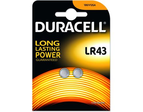 Duracell Alkaline LR43, 2 Stk 1,5 Volt, 2 Stück