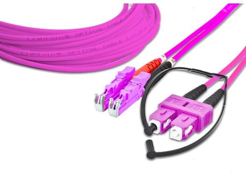 Lightwin LWL HQ Duplex Patchkabel, LSH, 1m Multimode OM4, E2000-SC kompatibel