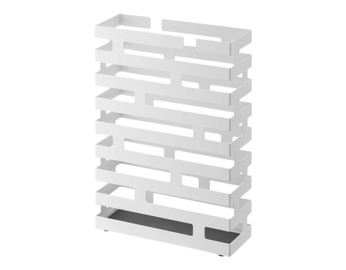 Yamazaki Schirmständer Brick Wide Stahl, B 30 x T 10 x H 43 cm, Weiss