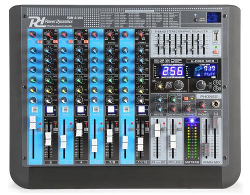 Power Dynamics PDM-S1204 Analoges 12-Kanal Mischpult, Multi-FX