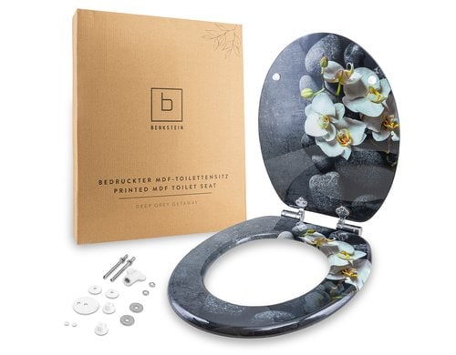 Benkstein WC-Sitz MDF dunkelgrau Toilettensitz, Scharnierbreite 130-185mm