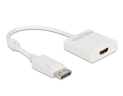 Adapter DP1.2 Stecker zu HDMI Buchse, 4K Aktiv, 20cm, weiss