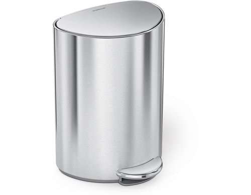 Simplehuman Abfalleimer, Silber gebürstet 6 Liter, Edelstahl, 28x20x37 cm