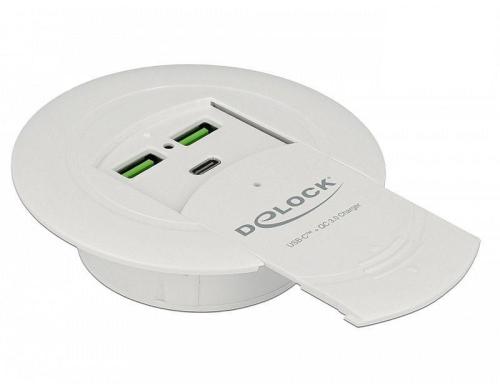 Delock 64065 USB-Hub für Tischeinbau 2x USB-Typ-A, 1x USB-C