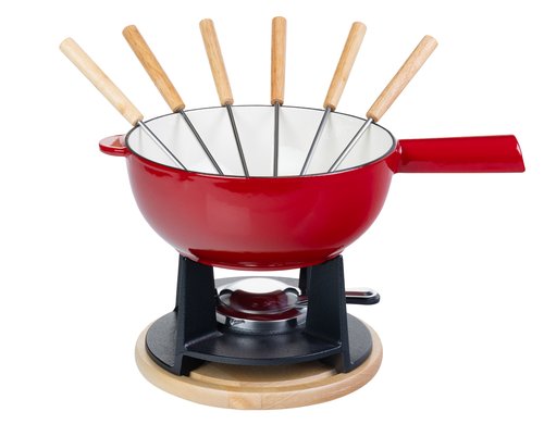 COCON Fondue Set rot Gusseisen, 6 Gabeln, 36x23x20.5, rot