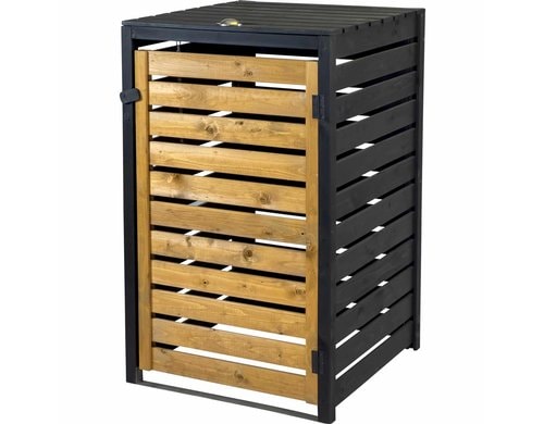 Mülltonnenverkleidung 120 L, aus Holz schwarz-braun