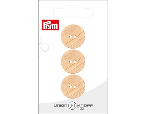 Bu Prym  Knopf Holzknopf 2-Loch 20 mm, Karte 3 Stück, beige