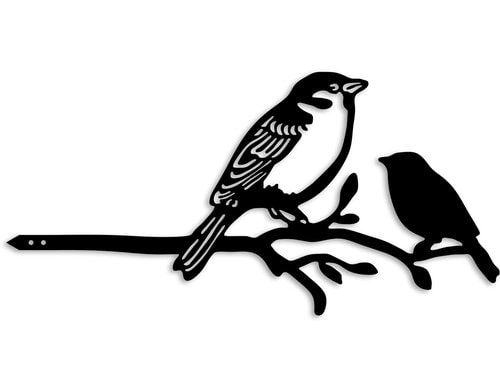 Wallxpert Gartenstecker Vogel auf Zweig Metall, 40 x 20 cm