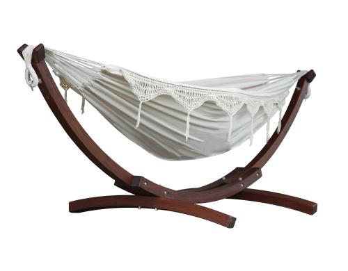 Vivere Hängematte Double Cotten Hammock Natural, mit Holzgestell