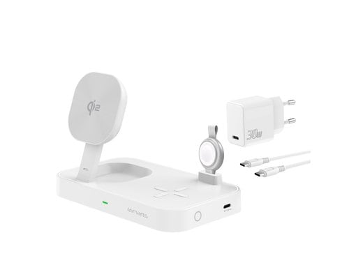 4smarts Wireless Charger Qi2.0 inkl. Ladegerät & Apple Watch Charger