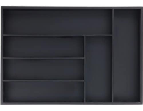 relaxdays, Besteckkasten 6 Fächer Schwarz Bambus, 6 Fächer, Schwarz