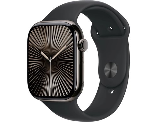 Apple Watch S10 CEL 46 Slate Titanium S mit  Black Sport Band - S/M