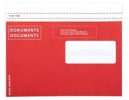 Elco Quick Vitro Dokumententaschen rot aus Papier, C5, Fenster rechts, 250 Stück
