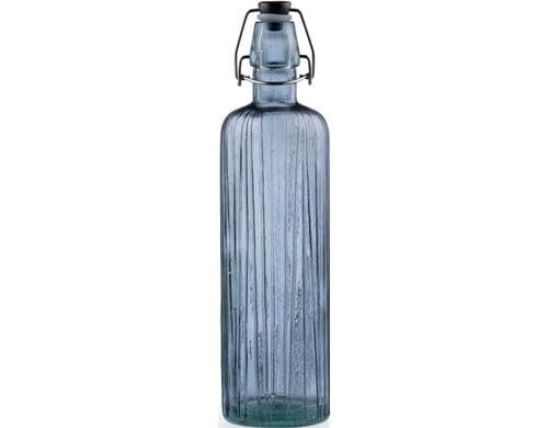 Bitz Glasflasche Kusintha Blau 0.75l 1 Stk., 8x30cm, Glas, Bügelverschluss