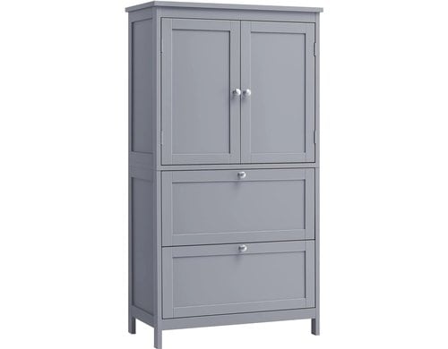 Vasagle Kommode Landhausstil, Grau 60x30x110 cm (LxBxH), MDF