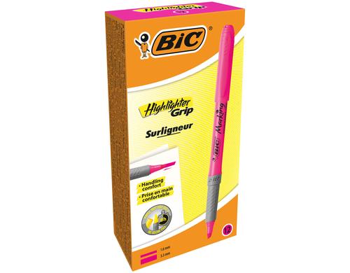Bic Textmarker Brite Liner Grip, 12 Stk pink