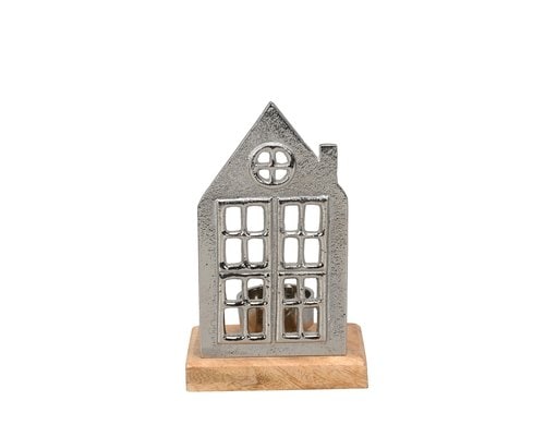 COCON Teelichthalter Haus, silber 10x7.5x16cm, Aluminium