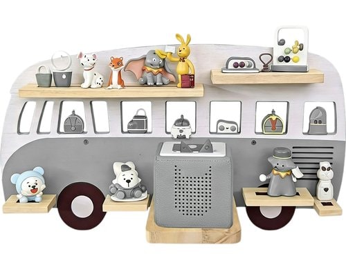 relaxdays Kinderregal Toniebox Bus Grau