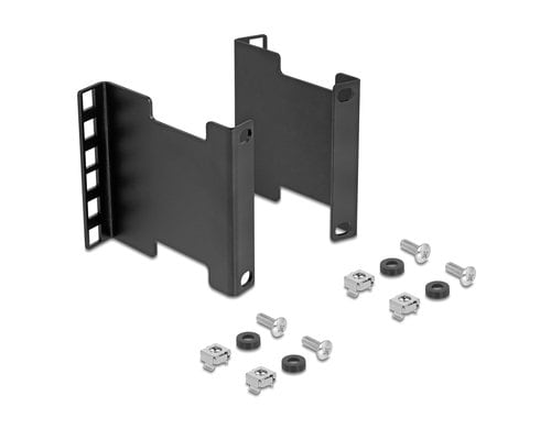 Delock Server Rack Tiefenerweiterung 2HE Verlängerung Montagetief 10cm, schwarz