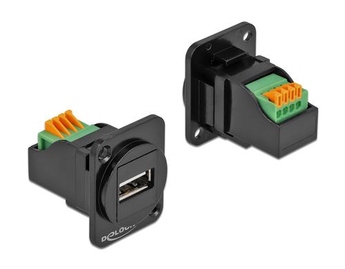 Delock D-Typ Modul: USB2.0 Typ-A Buchse-Terminalblock, schwarz