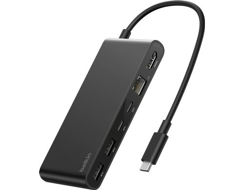 BELKIN Connect 8-in-1 USB-C Hub Dual USB-C Ports, Schwarz